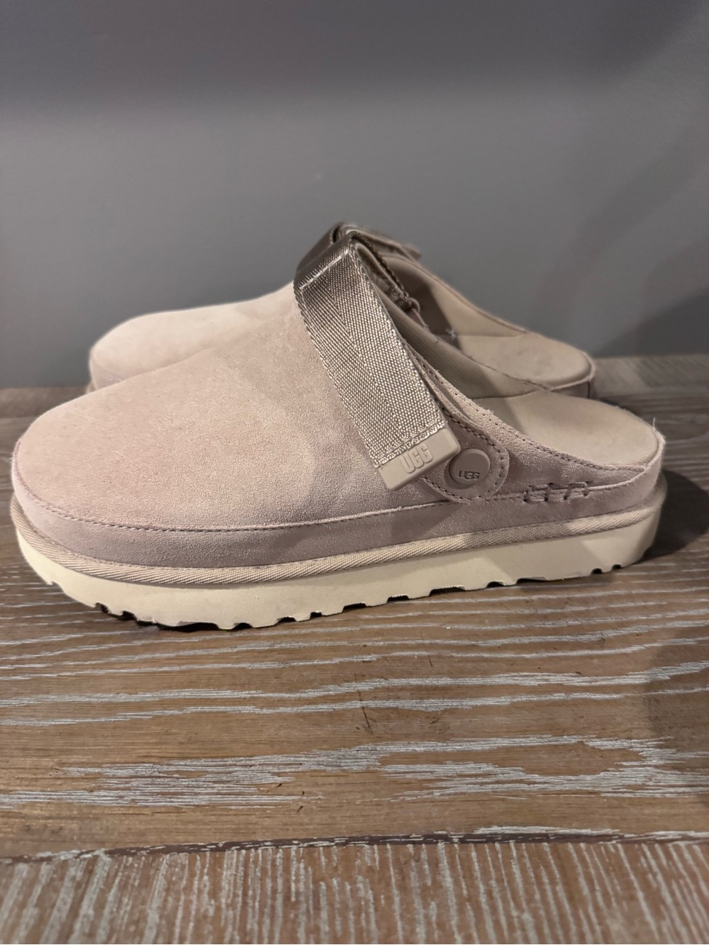 UGG Women's Suede Clog Mule in Light Taupe